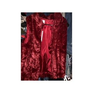 Red faux fur vest! Never worn